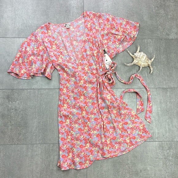 🔆BILLABONG🔆 ALL FOR YOU 2 WRAP DRESS adjustable, beach, activewear, floral - Picture 2 of 13